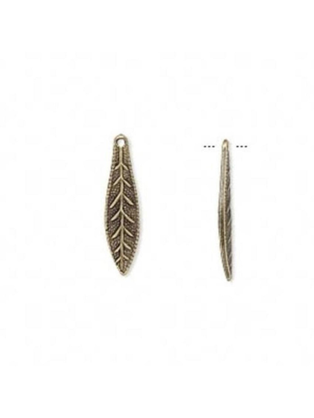 Antiqued Brass Pewter 19mm Puffed Leaf Drops Charms Beads 8 pcs
